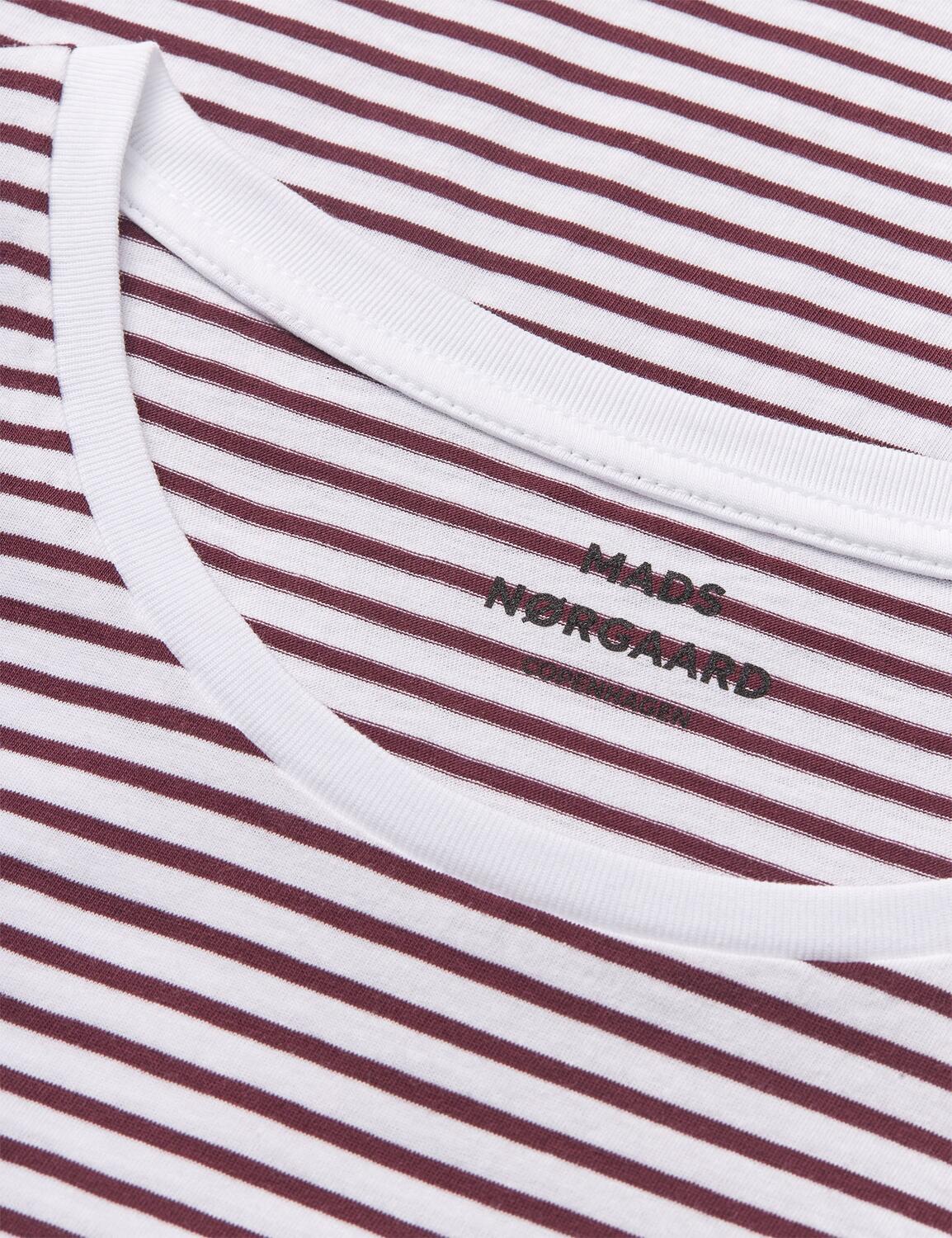 Fine Jersey Stripe Teasy T-shirt - Brilliant White/Winetasting